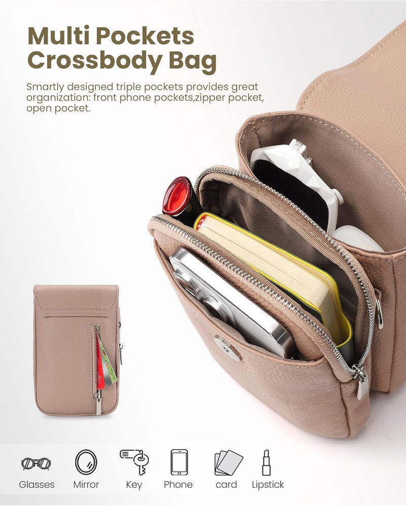 befen Genuine Leather Small Crossbody Bags for Women, Cell Phone Cross body Purse Bag with RFID Blocking Card Slots - Image 4